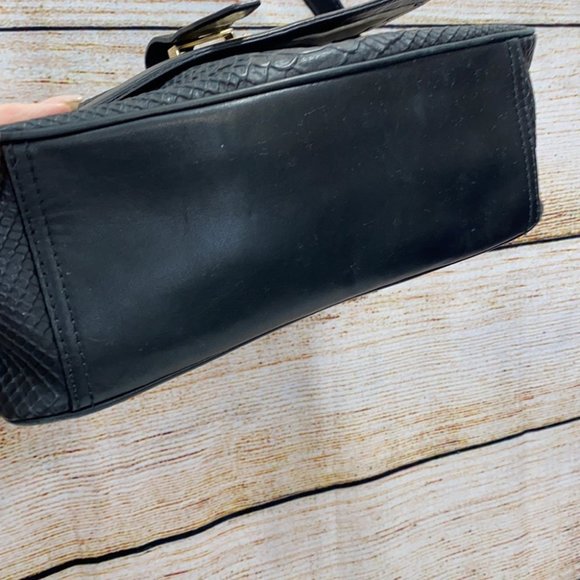 Cole Haan Black Embossed Snakeskin Shoulder Bag - Picture 5 of 12